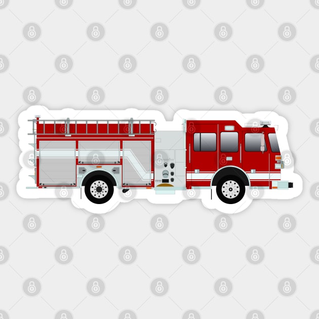 Red Fire Engine Sticker by BassFishin